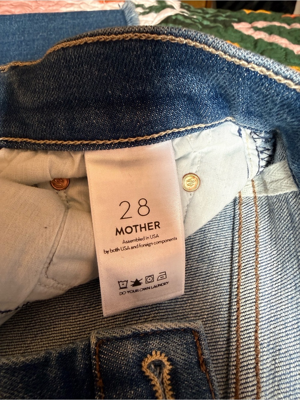 MOTHER Classic Mid-Blue Flare Jeans with Raw Hem Quiet Luxury - Picture 6 of 7